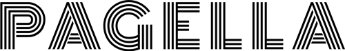 "Pagella" - Ein Logo, das Verbindung schafft Logo mit dem Schriftzug "Pagella", gestaltet aus mehreren parallelen Linien.